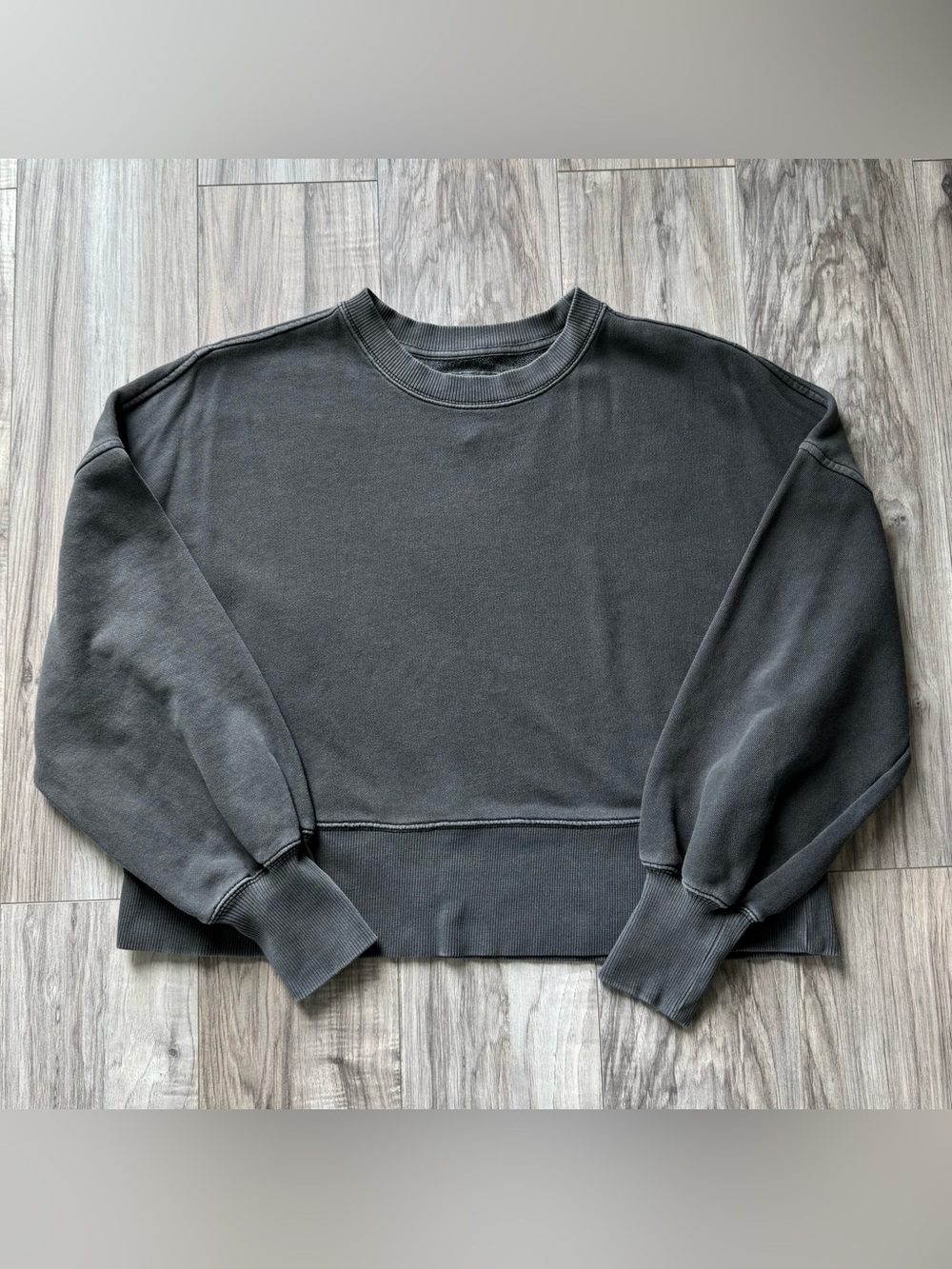 aerie Charcoal Cropped Classic Crew Sweatshirt